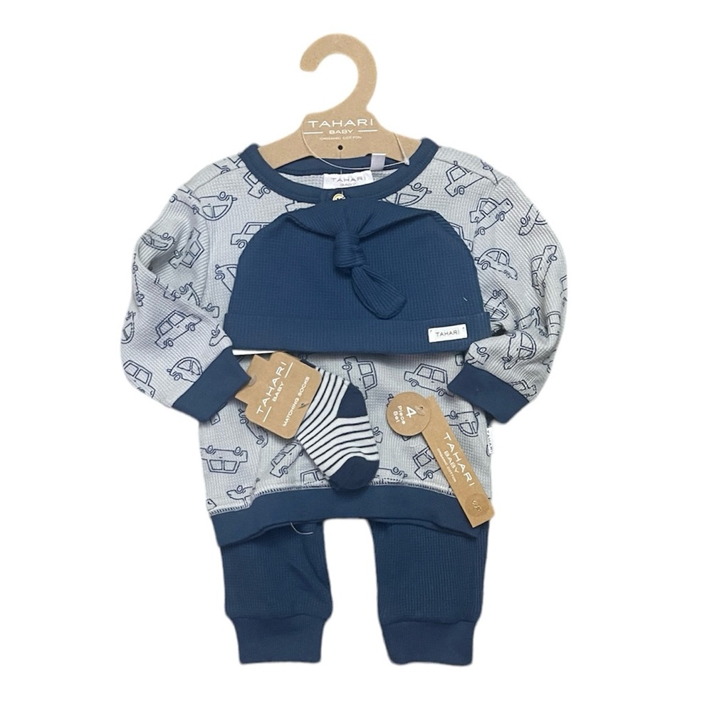 💯 Organic Cotton NWT TAHARI BABY! 4 Piece Set Thermal Outfit 6-9 Months